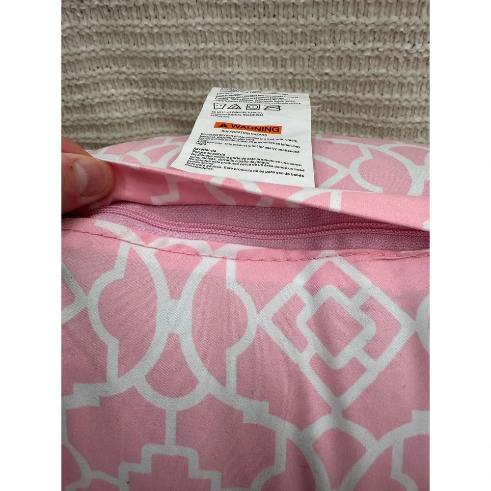 NurSit Nursing Pillow Pink White Trellis Geometric Breastfeeding Support Cushion